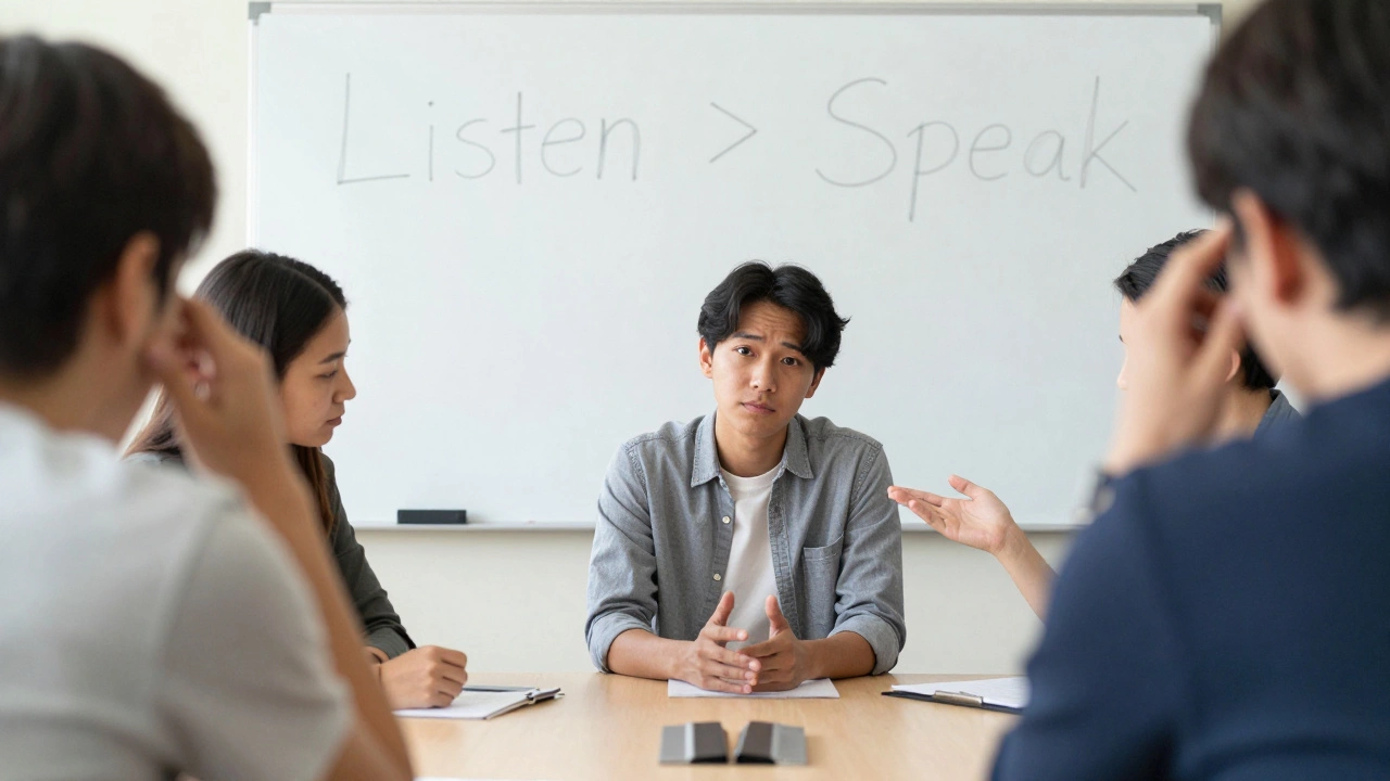 A person of color speaking at a meeting while an ally prevents interruption from behind.